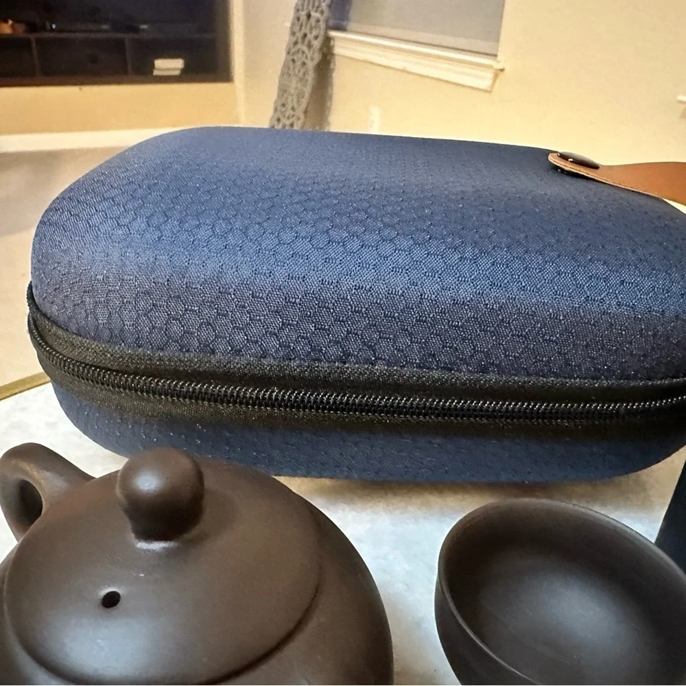 Yixing Style Clay Gongfu Tea Set w Case Cups Teapot Tea Book Travel Kit